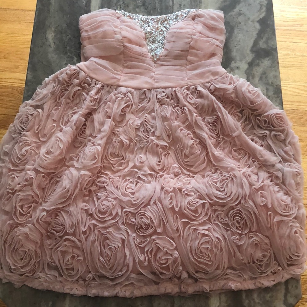 Pink strapless cocktail dress